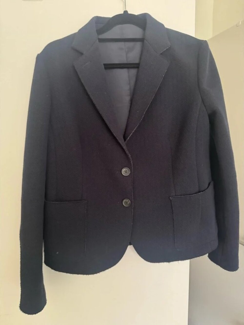 Jil Sander Navy Structured Wool Blazer Minimalist Two-Button Size 4 Made Italy
